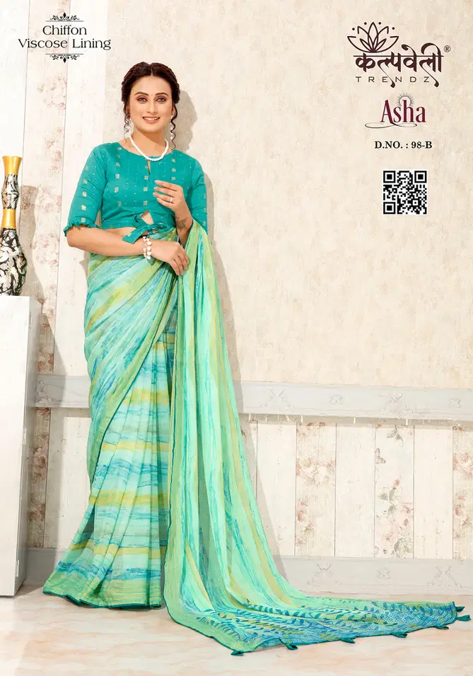 Asha 98 By Kalpatru Chiffon Viscose Printed Sarees Wholesale Price In Surat